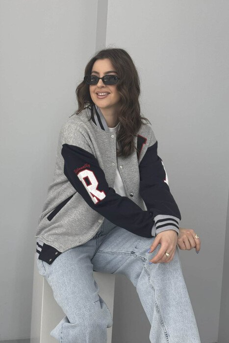 FLUFFY A&J FRONT LOGO BUTTON WOMEN JACKET GREY/GRI - 3