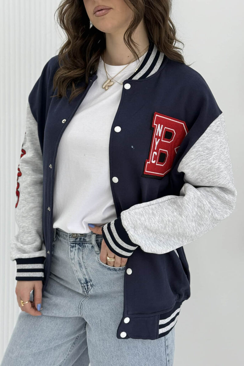 FLUFFY B LETTER FRONT LOGO WOMEN JACKET BLUE/BLU - 2