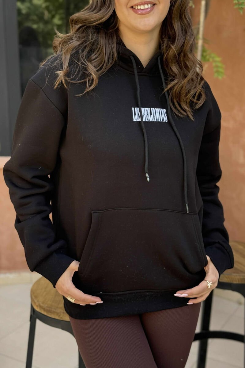 FLUFFY BACK DESIGN WOMEN HOODIE BLACK/ E ZEZE - 4