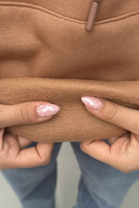 FLUFFY BACK DESIGN WOMEN HOODIE BROWN/KAFE - 5