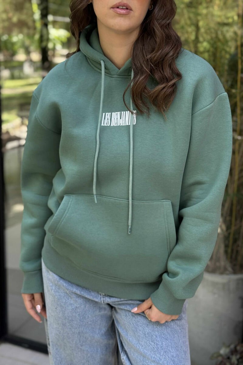 FLUFFY BACK DESIGN WOMEN HOODIE GREEN/JESHILE - 4