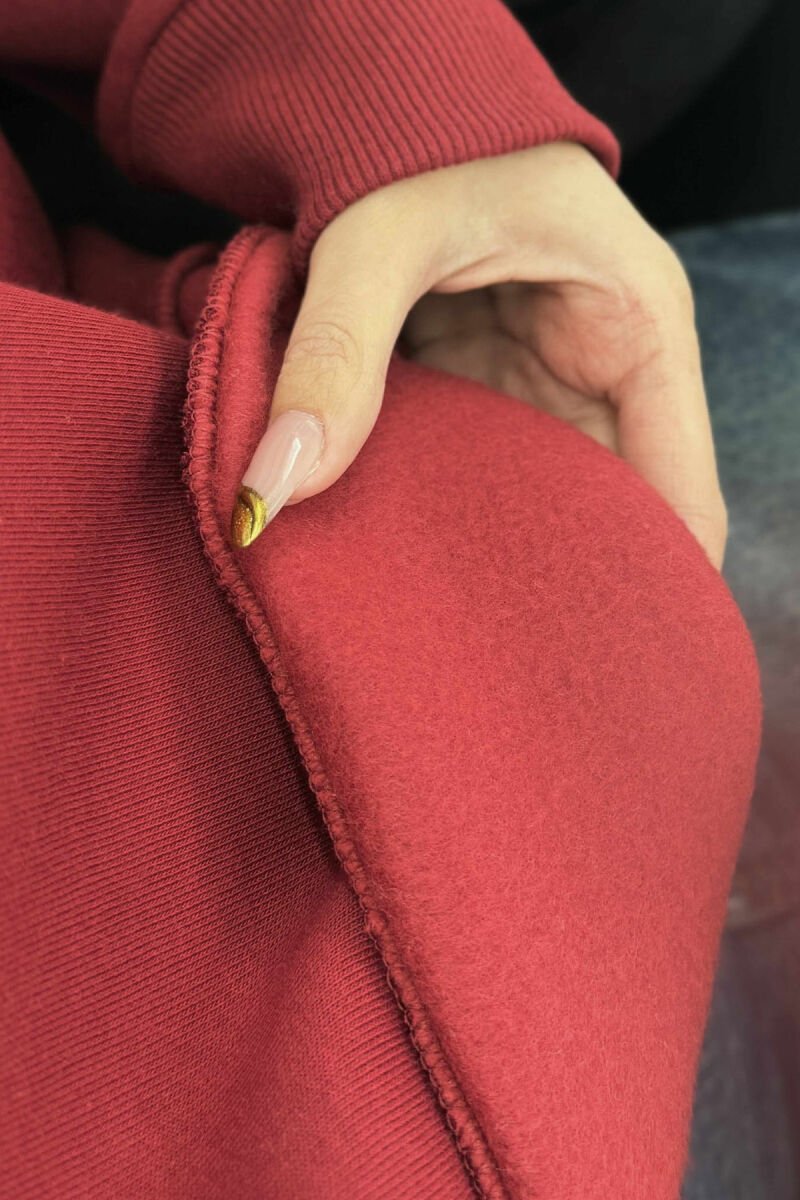 FLUFFY COTTON SIMPLE WOMAN SWEATSHIRT BURGUNDY/VISHNJE - 2