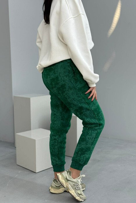 FLUFFY ELASTIC WAIST WOMEN JOGGERS GREEN/JESHILE - 2