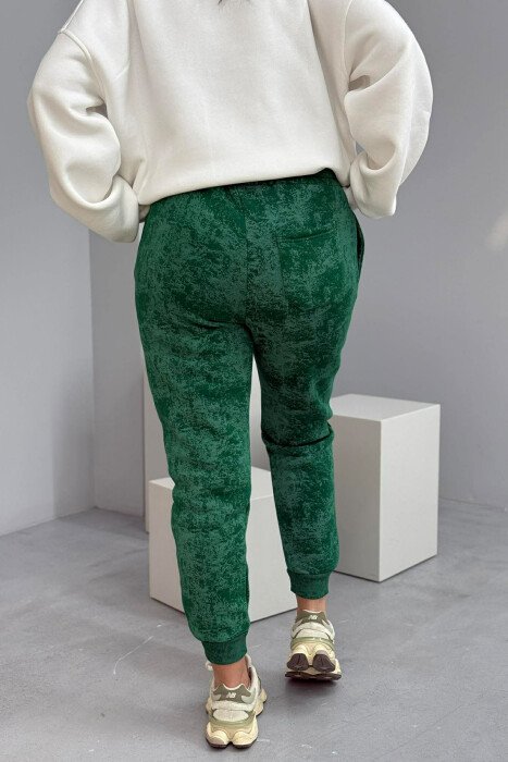 FLUFFY ELASTIC WAIST WOMEN JOGGERS GREEN/JESHILE - 5