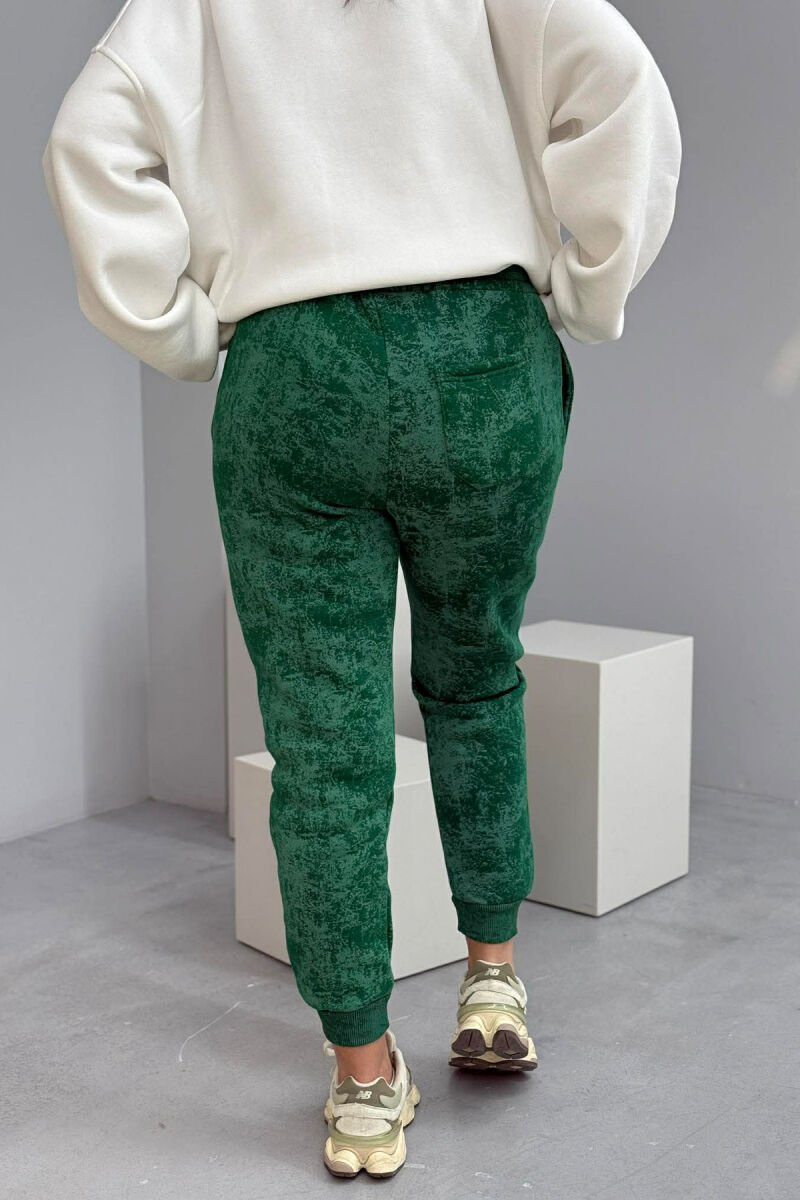 FLUFFY ELASTIC WAIST WOMEN JOGGERS GREEN/JESHILE - 5