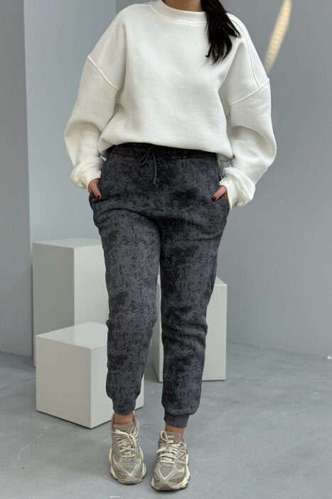 FLUFFY ELASTIC WAIST WOMEN JOGGERS LIGHT GREY/GZ 