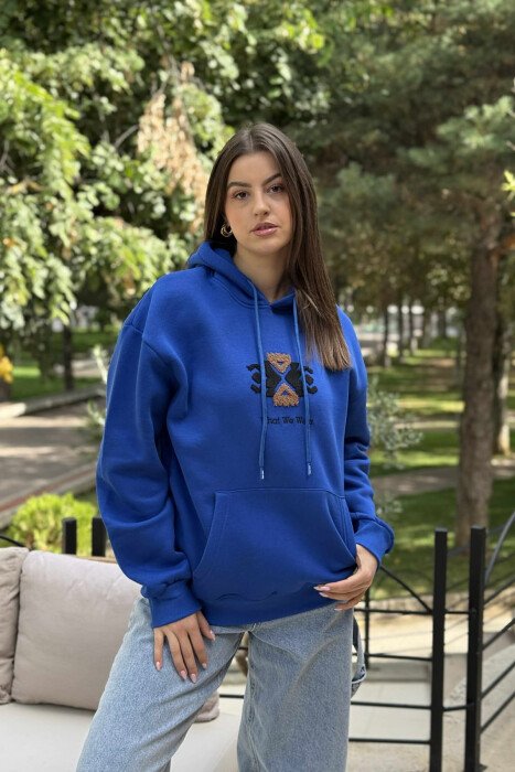FLUFFY FRONT & BACK DESIGN WOMEN HOODIE BLUE/BLU - 2