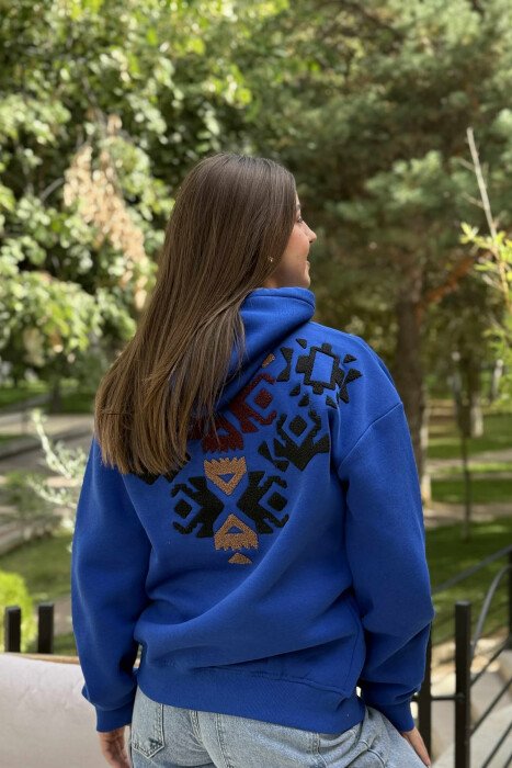 FLUFFY FRONT & BACK DESIGN WOMEN HOODIE BLUE/BLU - 3