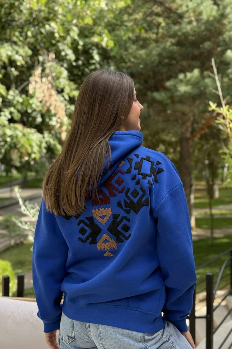 FLUFFY FRONT & BACK DESIGN WOMEN HOODIE BLUE/BLU - 3