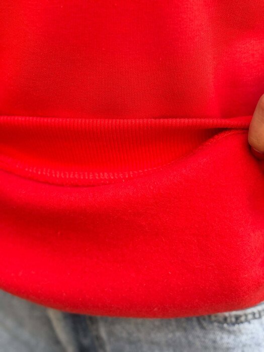 FLUFFY FRONT & BACK IMAGE WOMAN HOODIE RED/E KUQE - 4