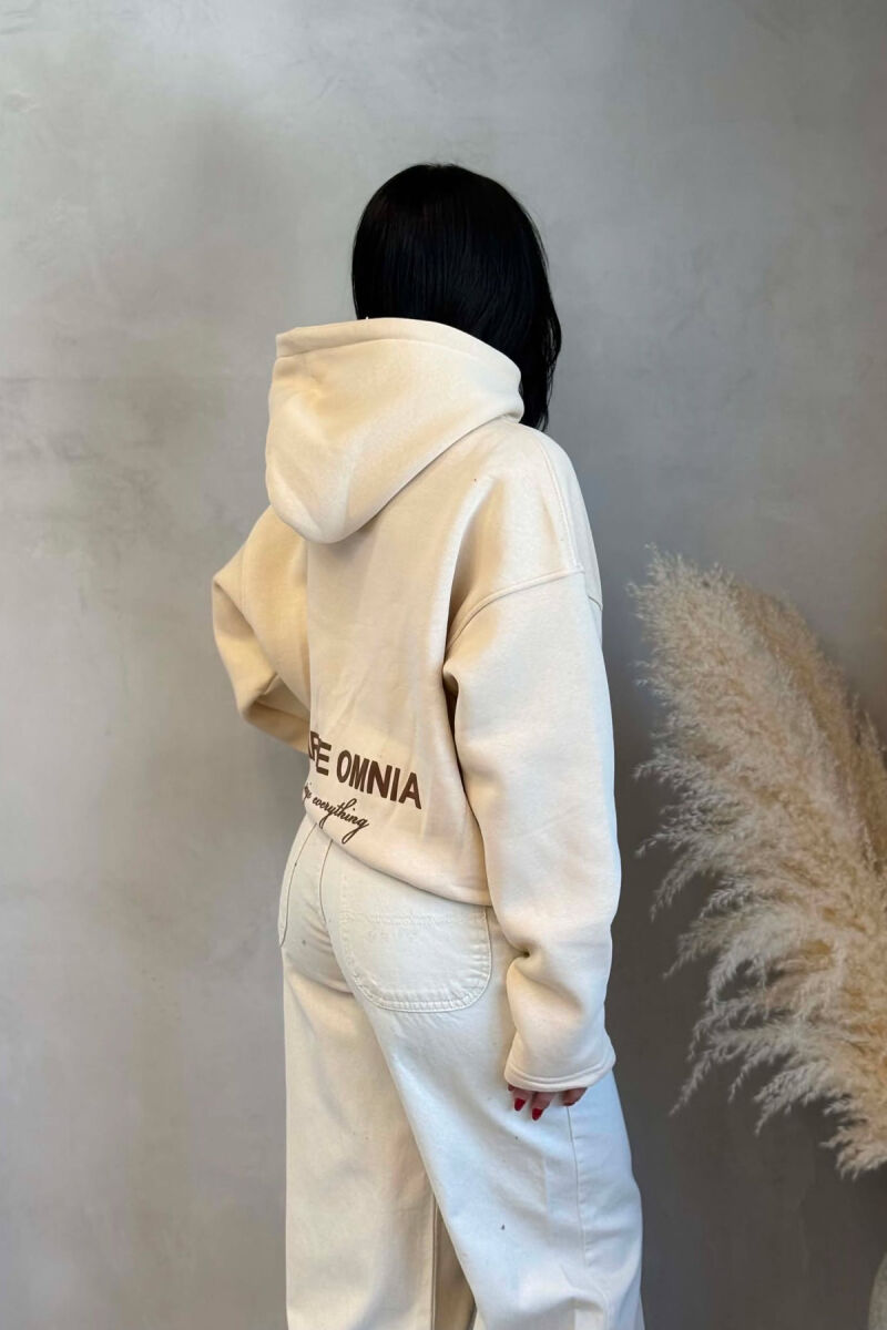 FLUFFY FRONT & BACK WRITTINGS WOMAN HOODIE BEIGE/BEZHE - 6