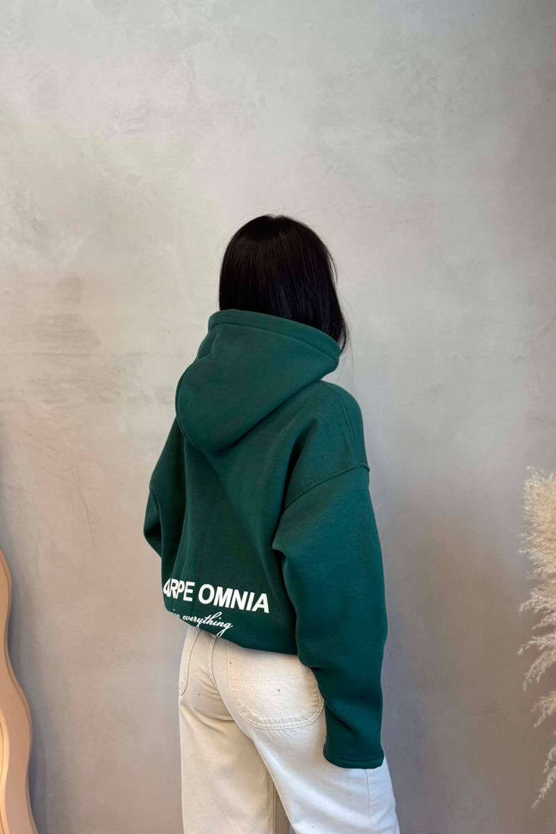 FLUFFY FRONT & BACK WRITTINGS WOMAN HOODIE GREEN/JESHILE - 6