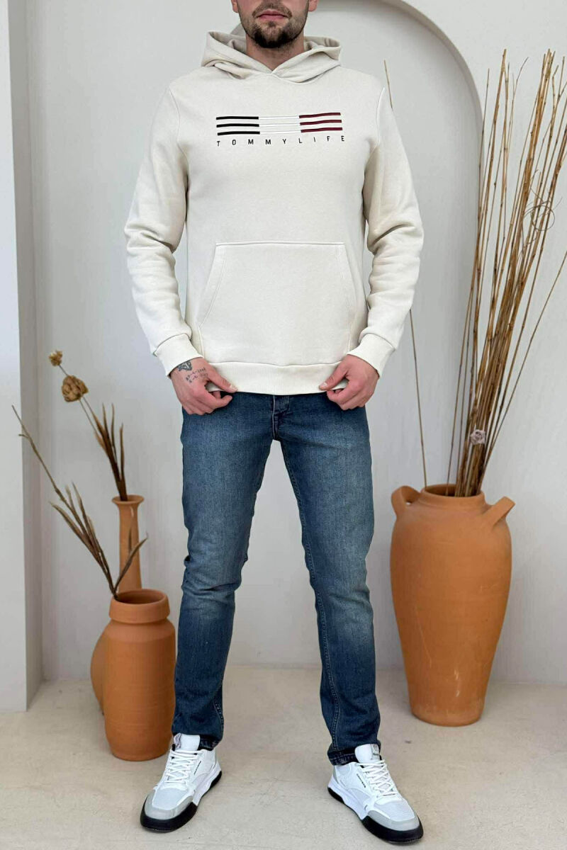 FLUFFY FRONT LOGO MEN HOODIE BEIGE/BEZHE - 2