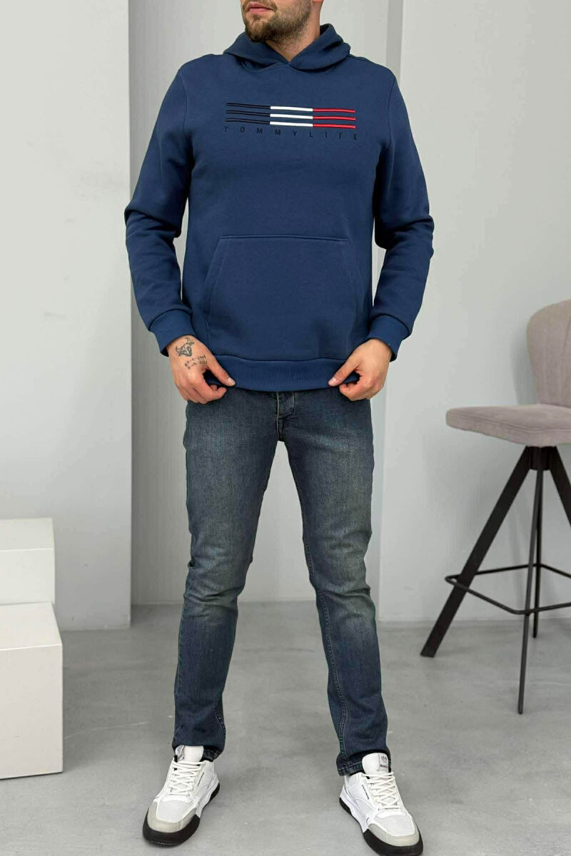 FLUFFY FRONT LOGO MEN HOODIE BLUE/BLU - 2