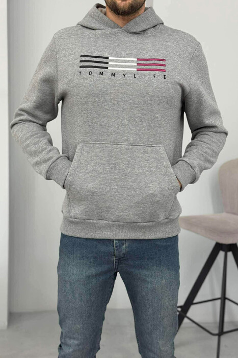 FLUFFY FRONT LOGO MEN HOODIE GREY/GRI 