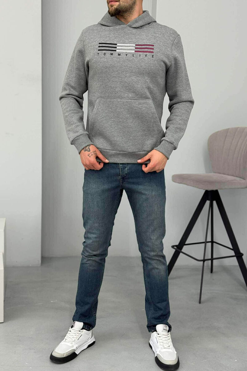 FLUFFY FRONT LOGO MEN HOODIE GREY/GRI - 2