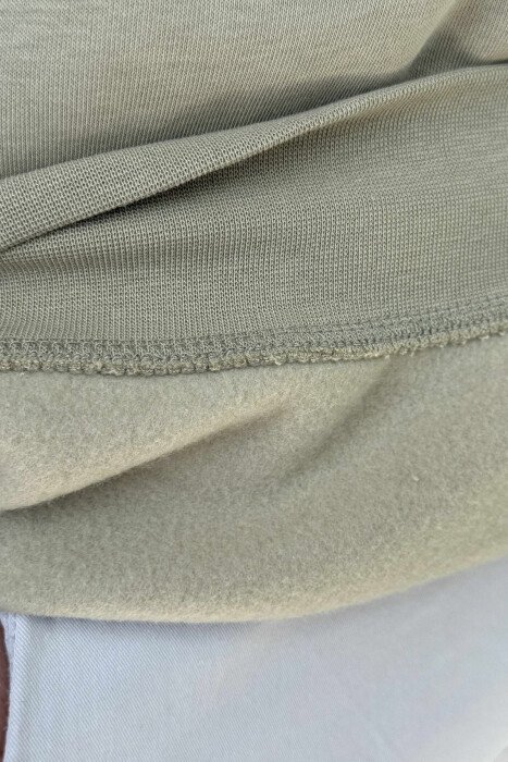 FLUFFY FRONT SIMPLE WRITTING MEN HOODIE OLIVE/ULLI - 3