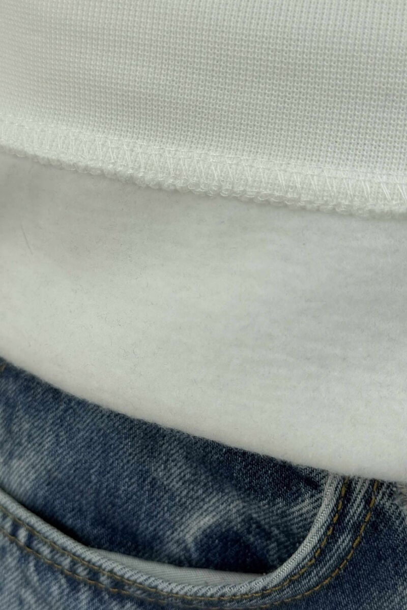 FLUFFY FRONT SIMPLE WRITTING MEN HOODIE WHITE-E BARDHE - 4
