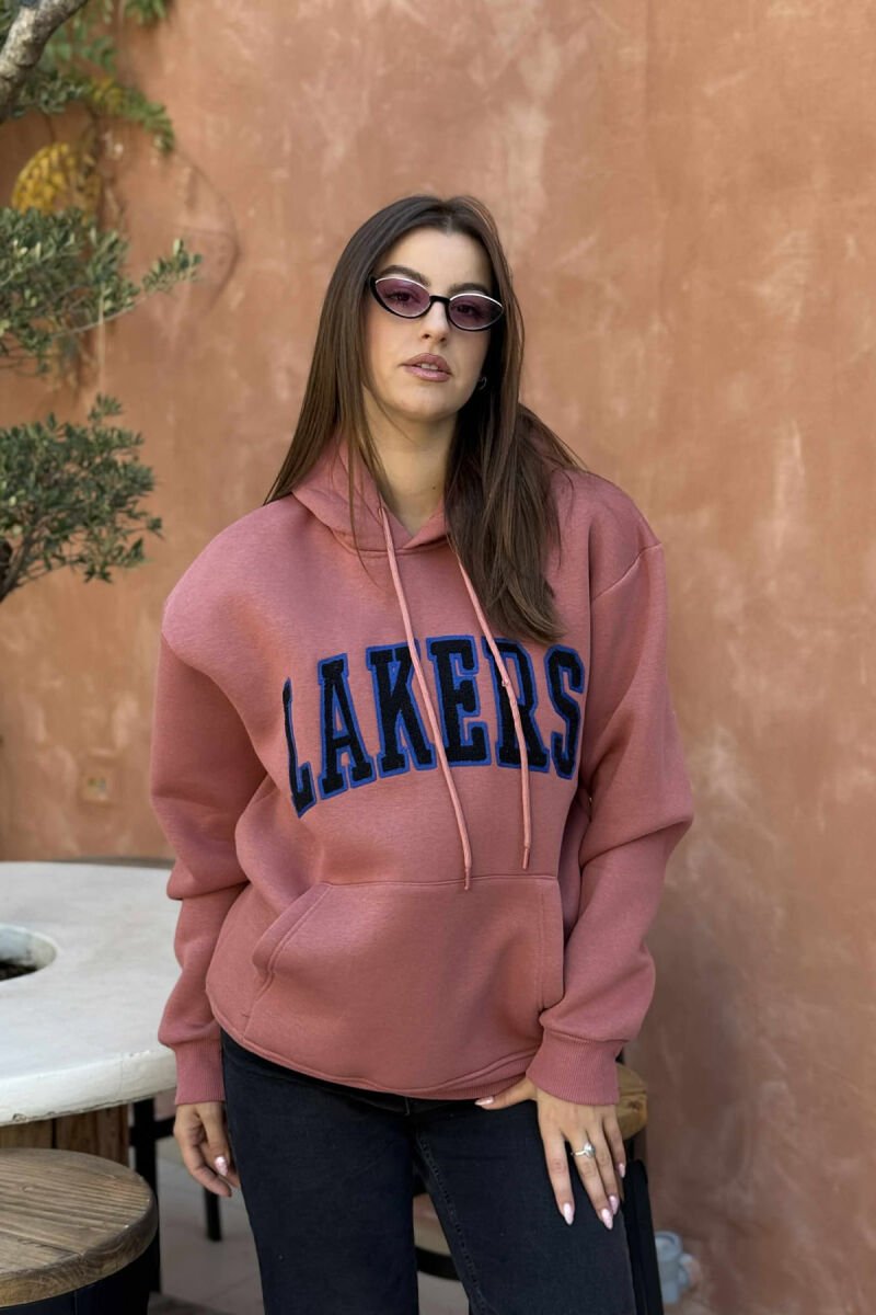 FLUFFY FRONT WRITTING ONE COLOR WOMEN HOODIE VINEGAR/UTHULL - 2