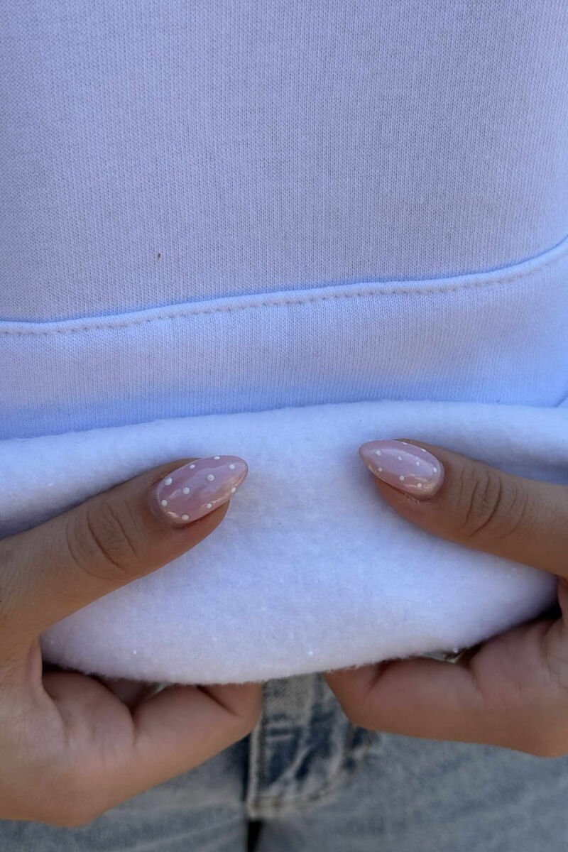 FLUFFY FRONT WRITTING ONE COLOR WOMEN HOODIE WHITE-E BARDHE - 4
