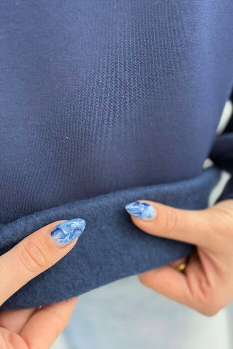FLUFFY FRONT WRITTINGS WOMEN SWEATSHIRT BLUE/BLU - 5