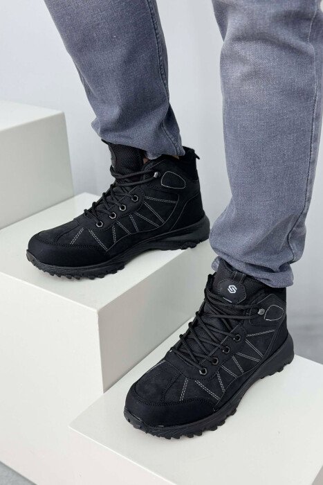 FLUFFY HIGH NECK MEN SHOES BLACK/ E ZEZE - KLAUDIO FASHION