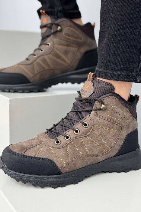 FLUFFY HIGH NECK MEN SHOES BROWN/KAFE - 3
