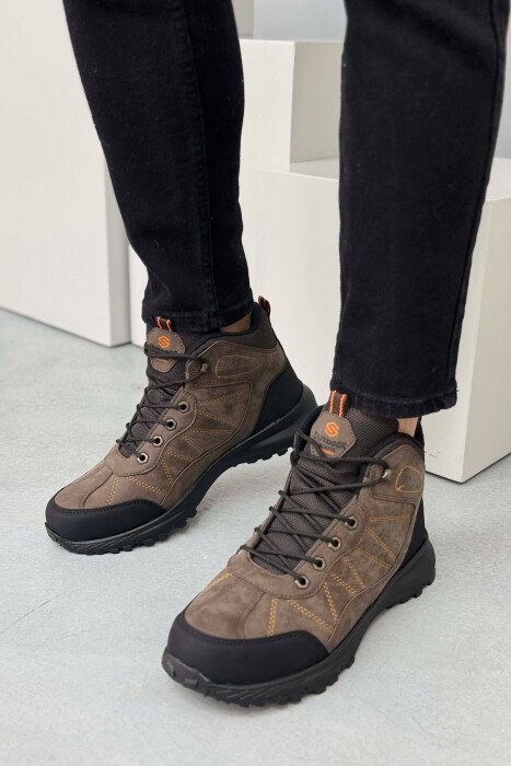 FLUFFY HIGH NECK MEN SHOES BROWN/KAFE - 4