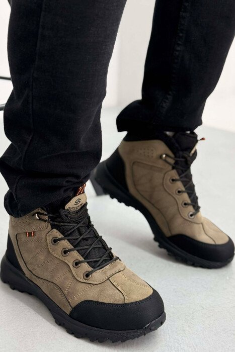 FLUFFY HIGH NECK MEN SHOES LIGHT BROWN/KAZB - KLAUDIO FASHION