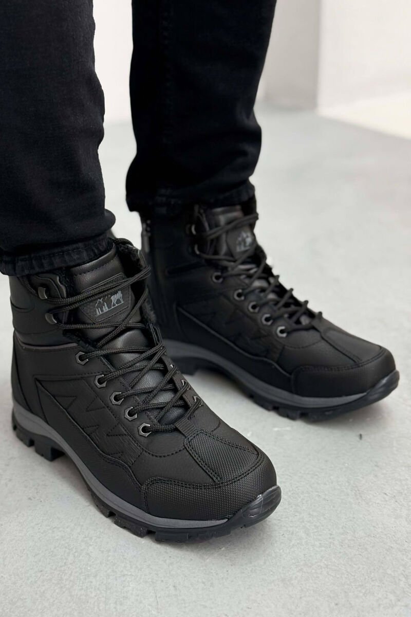 FLUFFY HIGH NECK MEN WINTER SHOES BLACK/ E ZEZE - 1