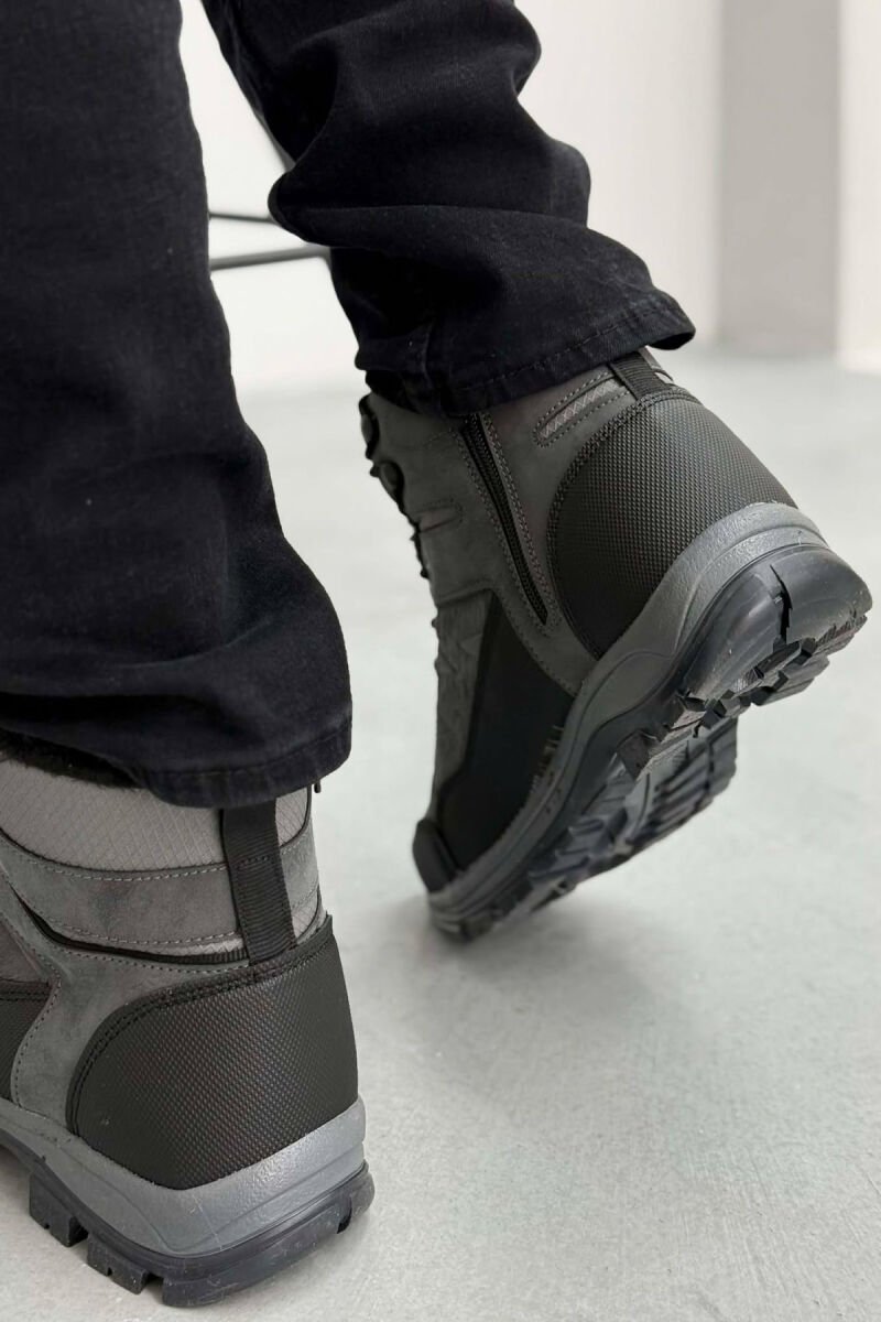 FLUFFY HIGH NECK MEN WINTER SHOES DARK GREY/GEE - 2