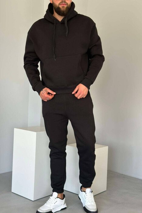 KOSTUM HOODIE DHE TUTA ME PUSH PËR MESHKUJ NË NGJYRËN E ZEZË - KLAUDIO FASHION
