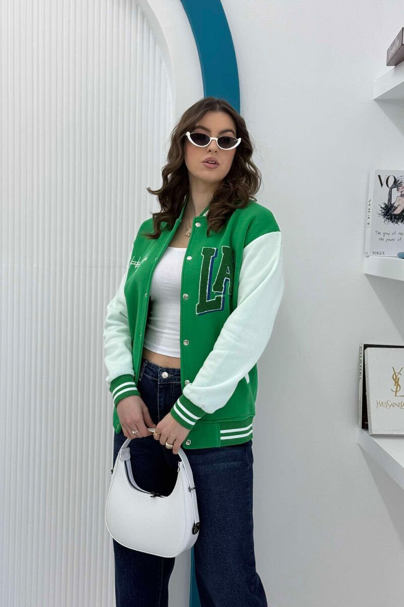 FLUFFY LA LOGO WOMEN JACKET WHITE/GREEN-BAJE - 1