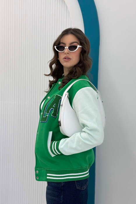 FLUFFY LA LOGO WOMEN JACKET WHITE/GREEN-BAJE - 6