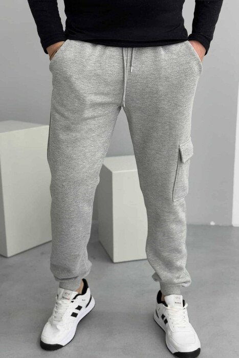 FLUFFY LITTLE WRITTINGS MEN SWEATPANTS LIGHT GREY/GZ - KLAUDIO FASHION