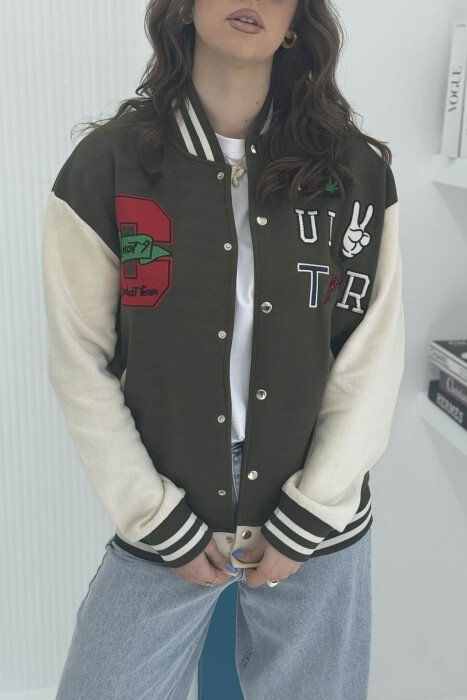 FLUFFY OLD SCHOOL DESIGN WOMEN JACKET GREEN/JESHILE - 1