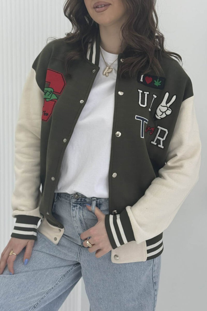 FLUFFY OLD SCHOOL DESIGN WOMEN JACKET GREEN/JESHILE - 3