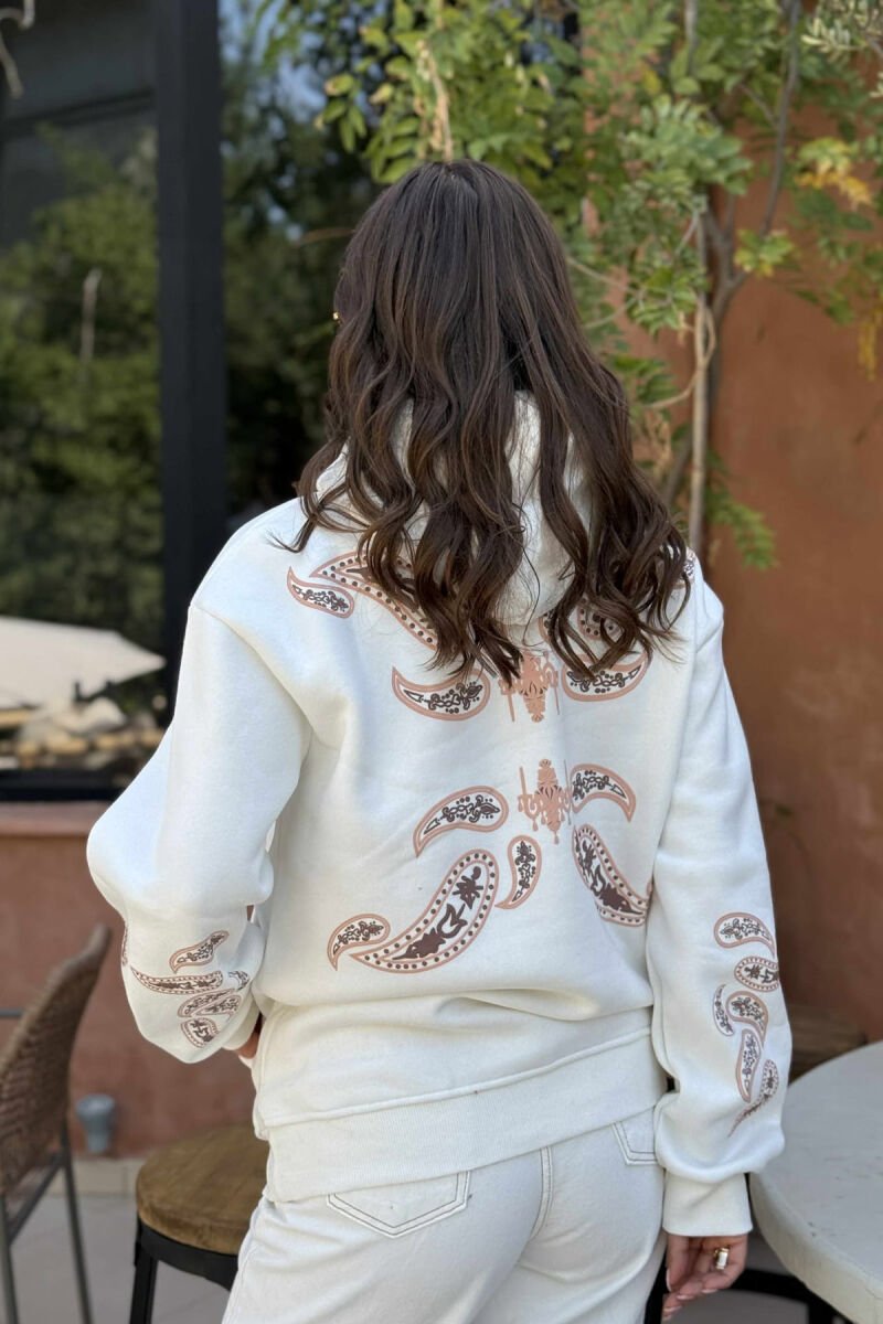 FLUFFY ONE COLOR BACK DESIGN WOMEN HOODIE WHITE-E BARDHE - 3