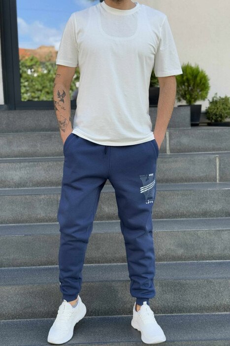 FLUFFY ONE COLOR FRONT LOGO MEN JOGGERS BLUE/BLU - 2
