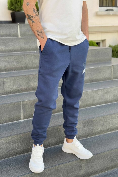 FLUFFY ONE COLOR FRONT LOGO MEN JOGGERS BLUE/BLU - 3