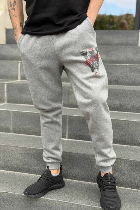FLUFFY ONE COLOR FRONT LOGO MEN JOGGERS GREY/GRI 