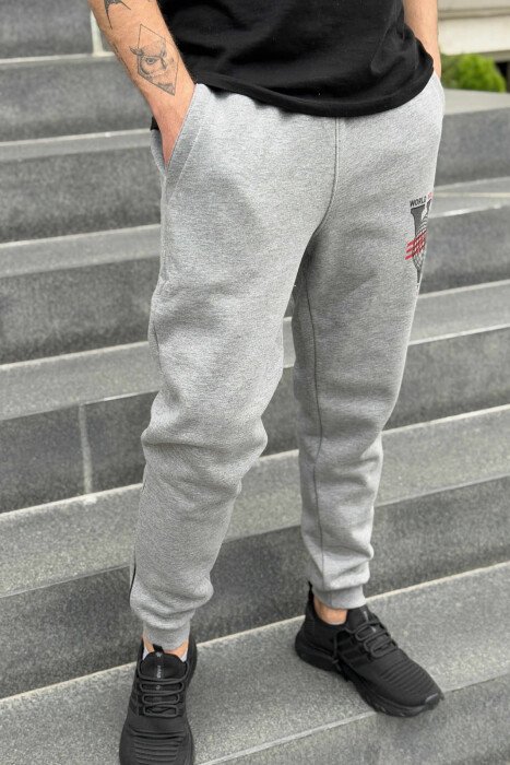 FLUFFY ONE COLOR FRONT LOGO MEN JOGGERS GREY/GRI - 3