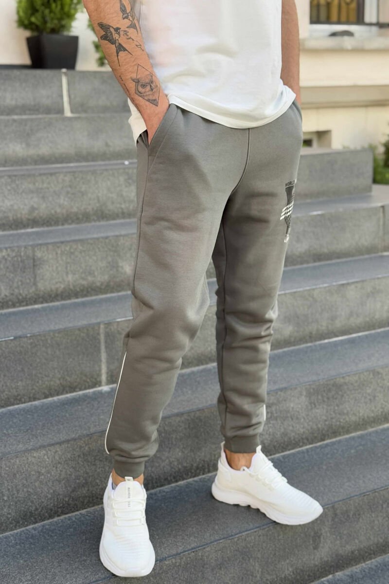 FLUFFY ONE COLOR FRONT LOGO MEN JOGGERS OLIVE/ULLI - 3