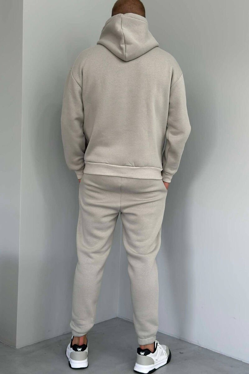FLUFFY ONE COLOR HOODIE+JOGGERS MEN SET GREY/GRI - 3