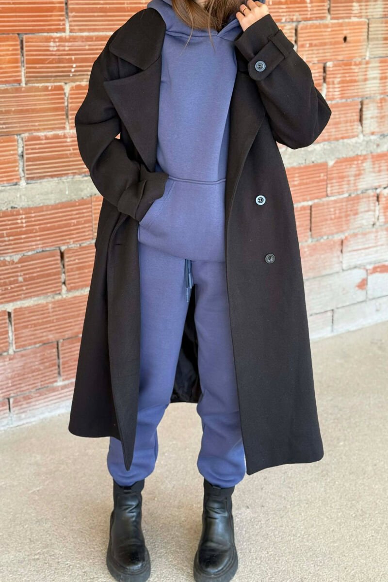 FLUFFY ONE COLOR HOODIE+JOGGERS WOMEN SET NAVY BLUE/BLU MARINE - 3