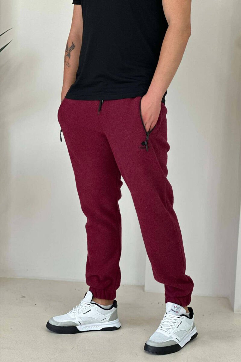 FLUFFY ONE COLOR MAN SWEATPANTS BURGUNDY/VISHNJE - 1