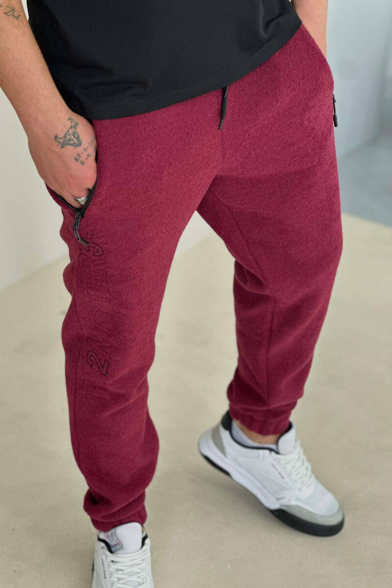 FLUFFY ONE COLOR MAN SWEATPANTS BURGUNDY/VISHNJE - 3