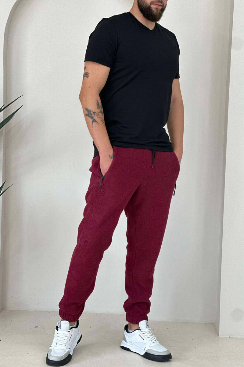 FLUFFY ONE COLOR MAN SWEATPANTS BURGUNDY/VISHNJE - 4