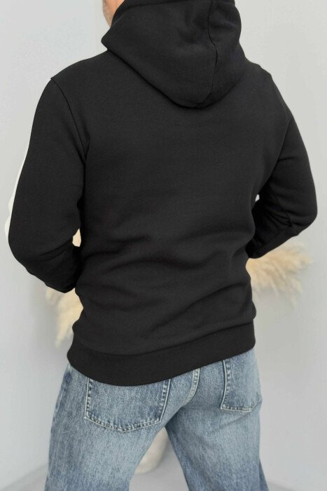 FLUFFY ONE COLOR MEN HOODIE BLACK/ E ZEZE - 3