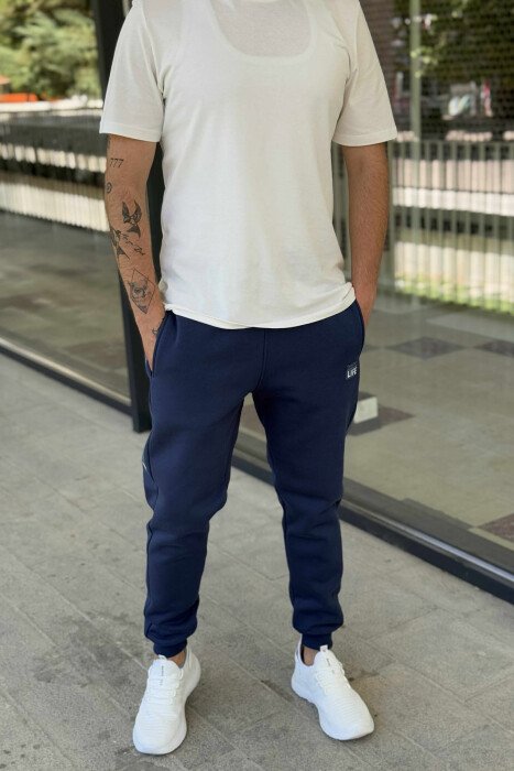 FLUFFY ONE COLOR SIMPLE MEN JOGGERS BLUE/BLU - 2